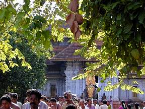 the deity entering the temple compound